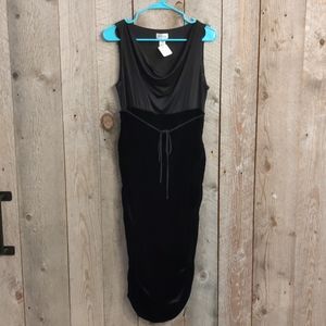 Motherhood velvet drape neck bodycon midi M